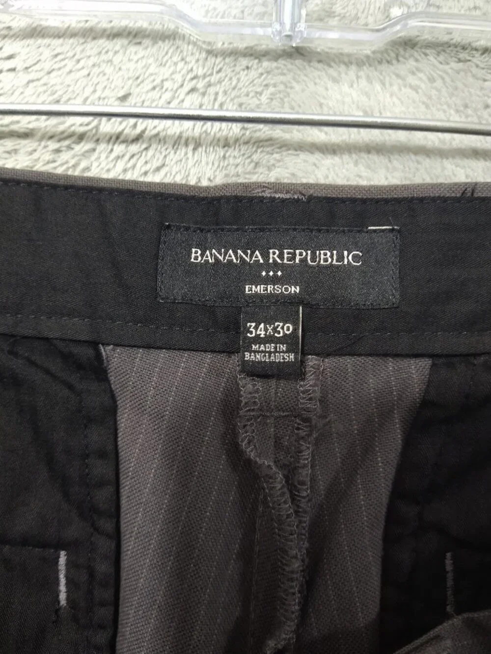 Banana Republic Pants Mens 34x30 Gray Striped Chino Emerson Straight Leg Flat